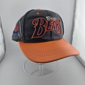 Vintage Leather Embroidered Chicago Bears Snapback Hat Cap 90s Modern Team NFL